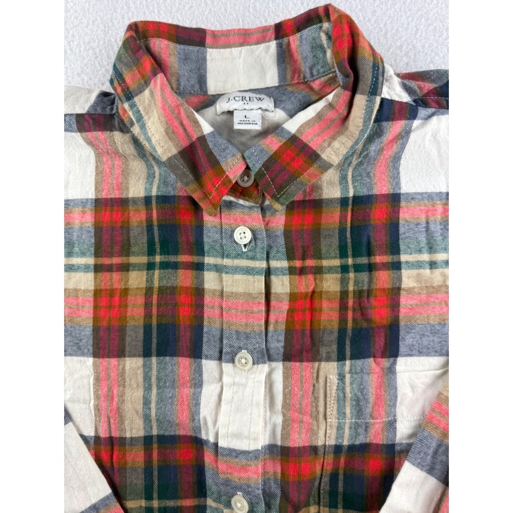 J.Crew Womens Plaid Button Down Shirt Red Green Long Sleeve Size L - Picture 3 of 7